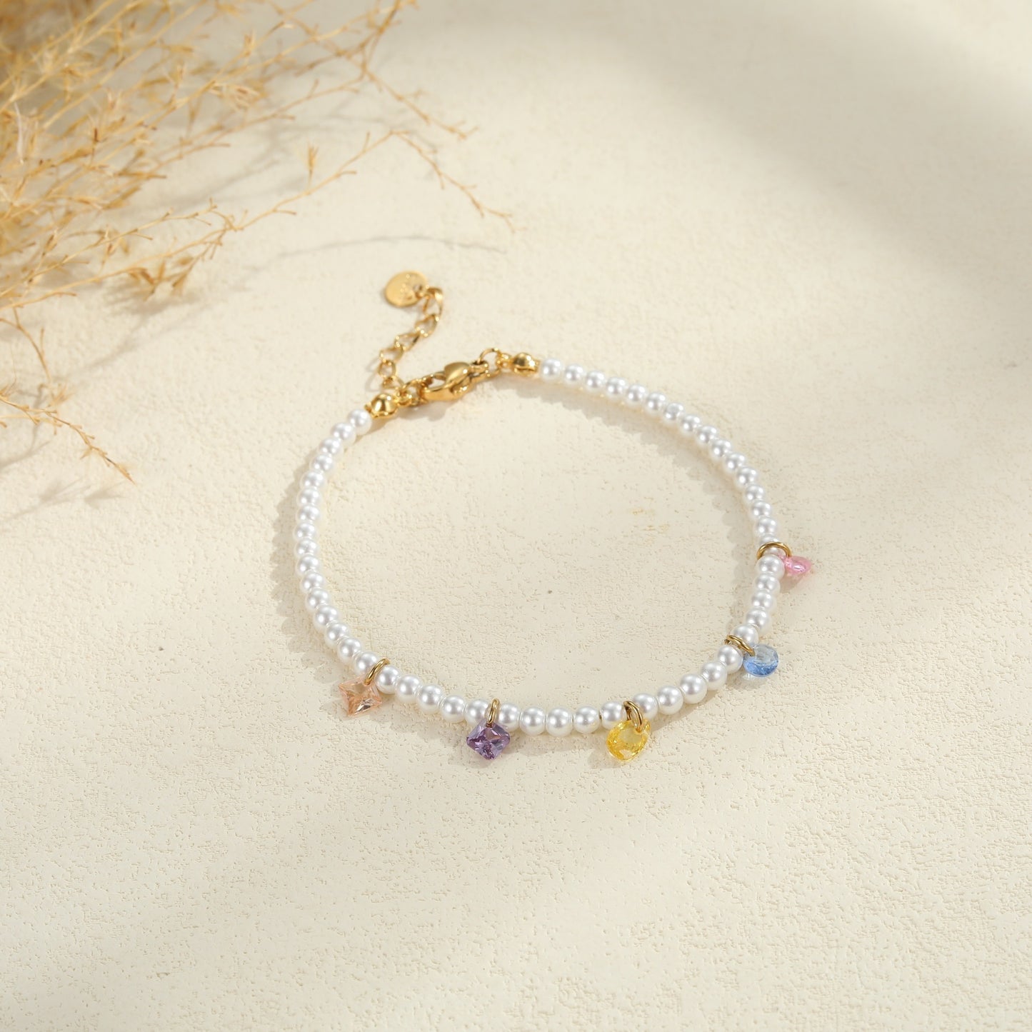 Colar de Pérolas de Zircão Colorido Luxo Leve Exquisito