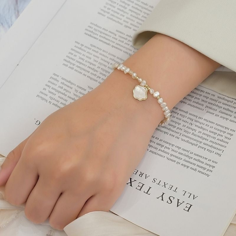 Colar e Pulseira de Pérola de Água Doce Feminina