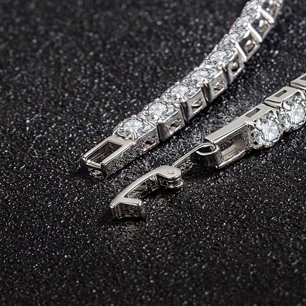 Pulseira de Zircónio Incrustada com Diamante em Prata Esterlina S925