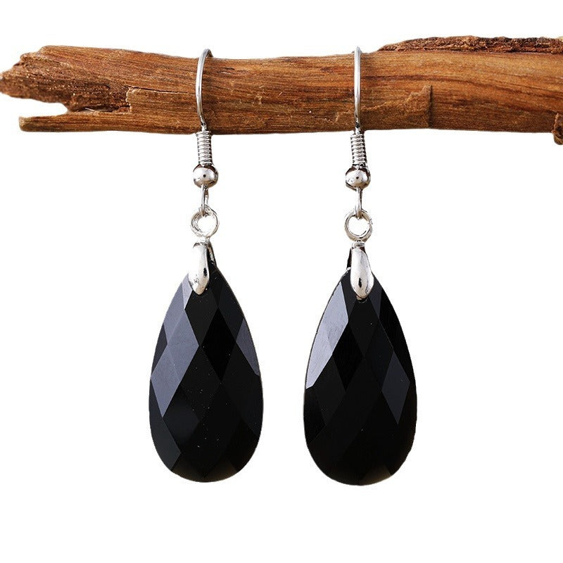 Brincos de Designer em Pedra Natural com Gota de Água Simples e Leve Luxo