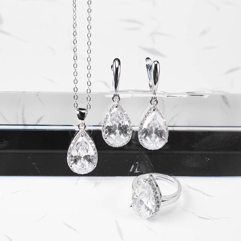 Conjunto de Três Peças de Zircão em Forma de Gota, Ornamento Que Não Desbota