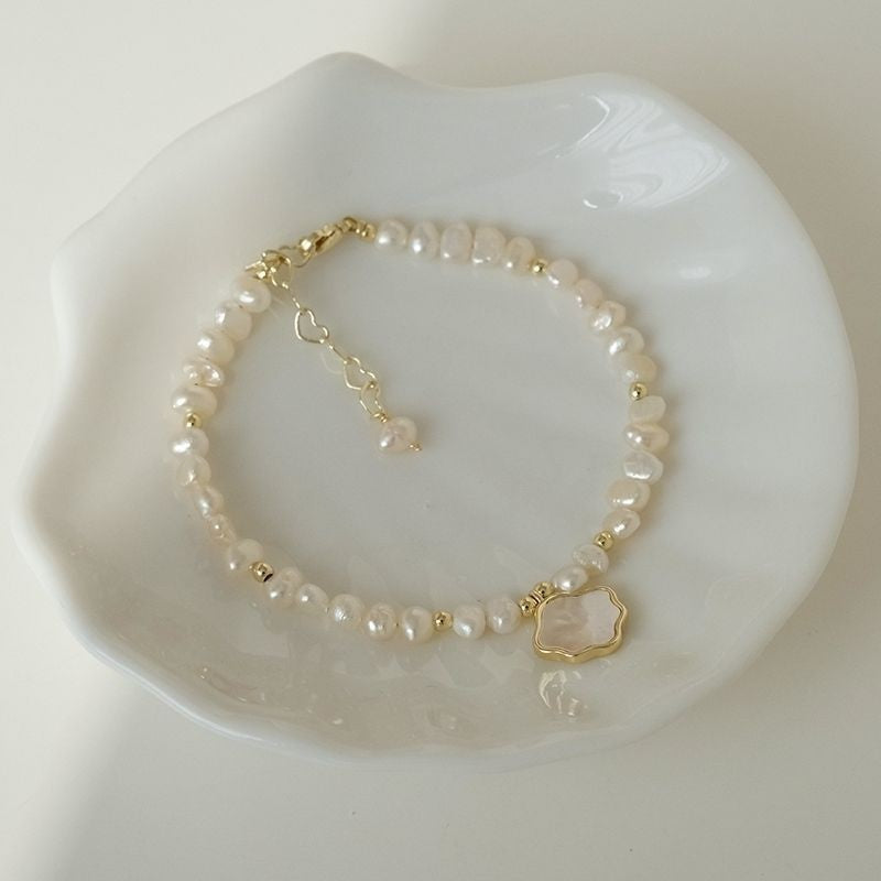Colar e Pulseira de Pérola de Água Doce Feminina