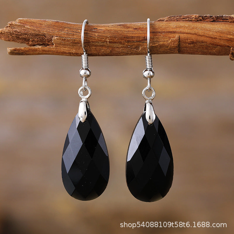 Brincos de Designer em Pedra Natural com Gota de Água Simples e Leve Luxo