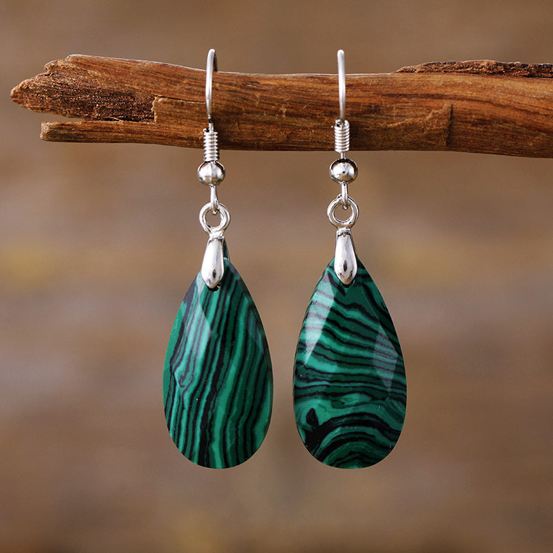 Brincos de Designer em Pedra Natural com Gota de Água Simples e Leve Luxo