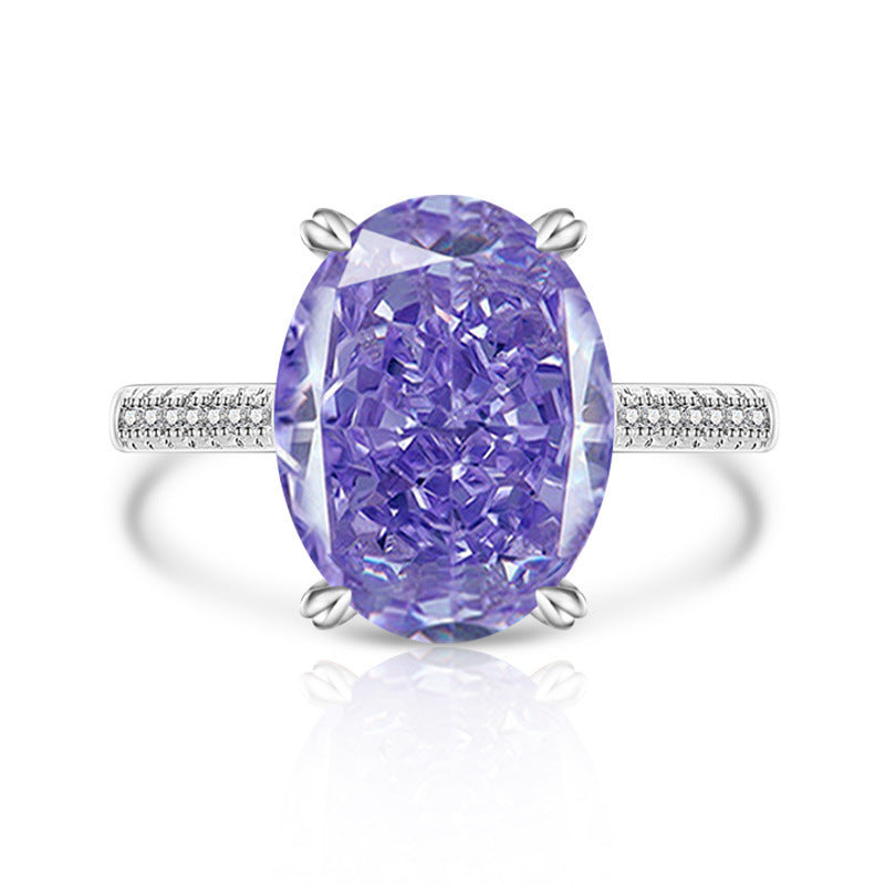 Anel Feminino Versátil Casual Papalacha de Flor de Gelo em Diamante de Carbono Elevado