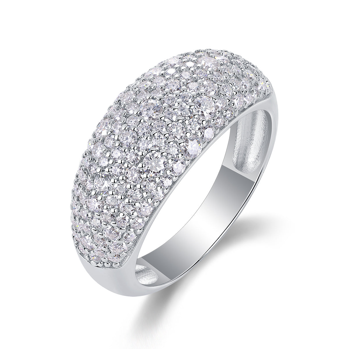 Anel em Prata Esterlina S925 e Diamante em Platina