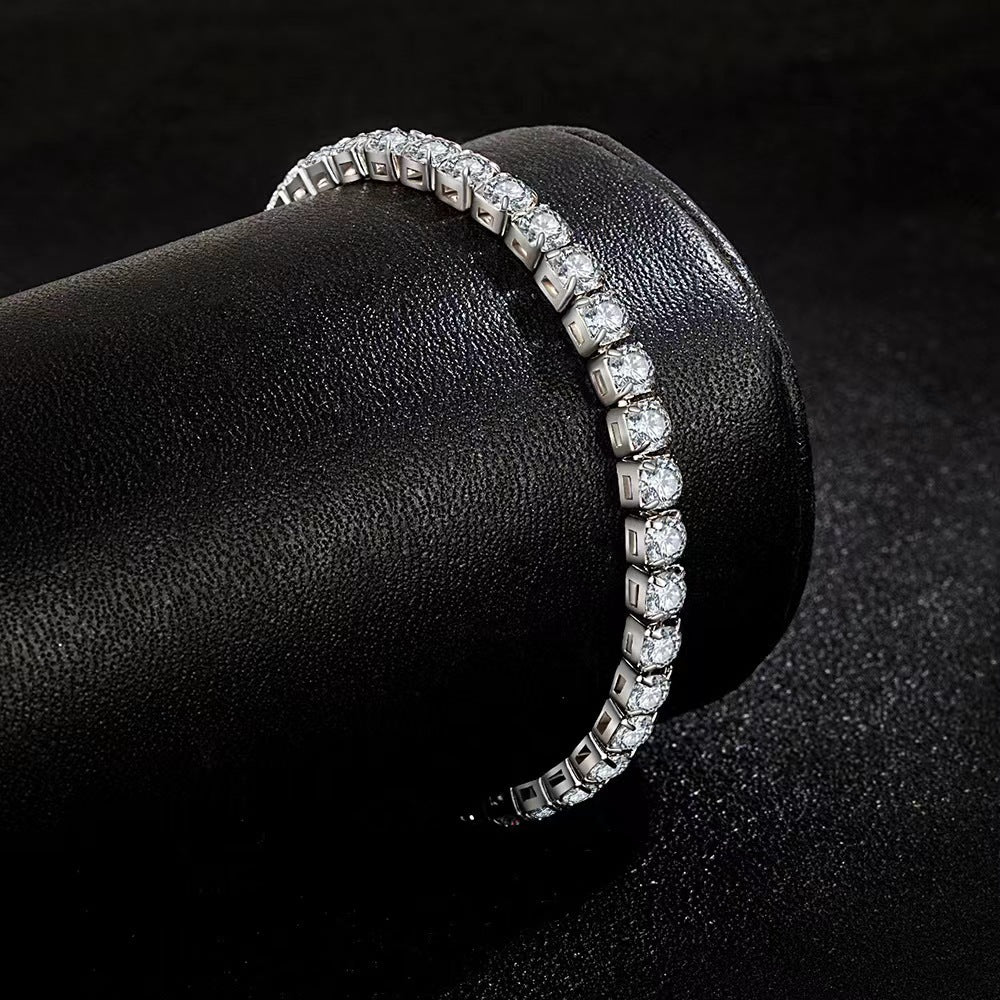 Pulseira de Zircónio Incrustada com Diamante em Prata Esterlina S925