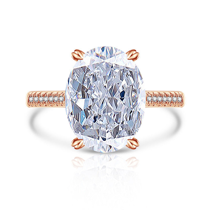 Anel Feminino Versátil Casual Papalacha de Flor de Gelo em Diamante de Carbono Elevado