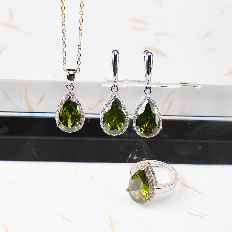 Conjunto de Três Peças de Zircão em Forma de Gota, Ornamento Que Não Desbota