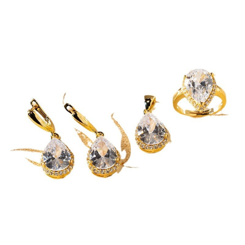 Conjunto de Três Peças de Zircão em Forma de Gota, Ornamento Que Não Desbota