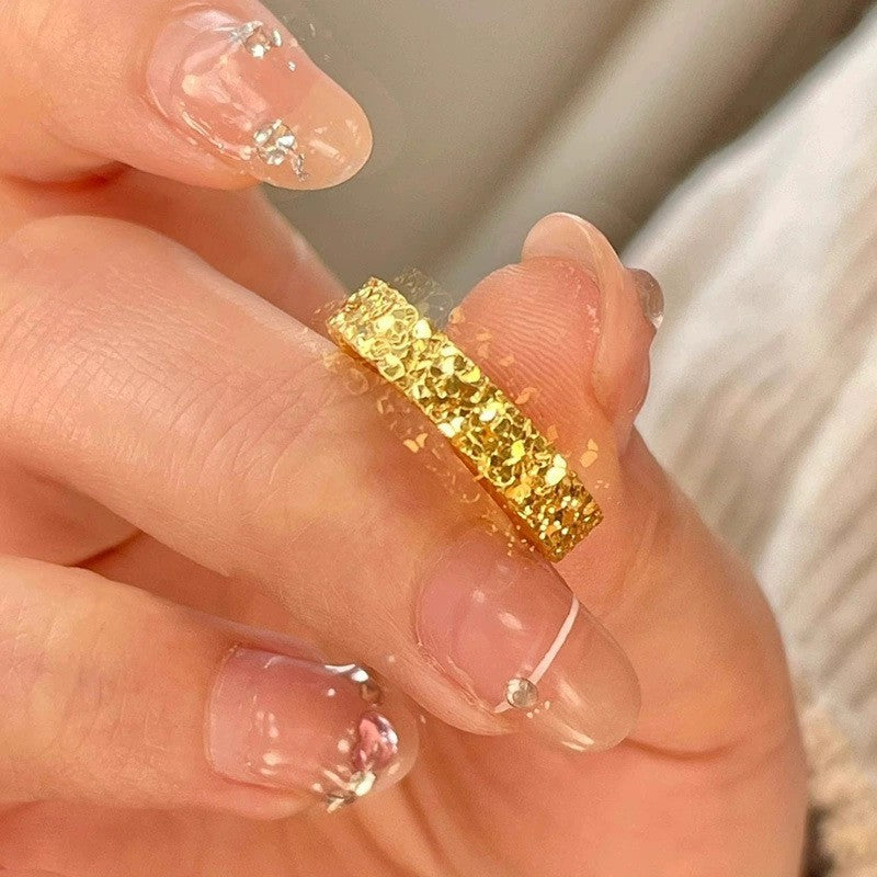 Anel Aberto de Ouro Placer do Vietname Feminino Luxo Leve Temperamento Alta Sensação de Moda Anel para Dedo Indicador
