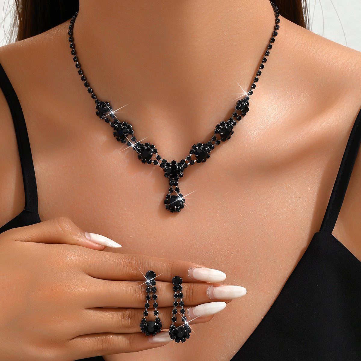Colar e Brincos de Cristal com Strass de Alta Qualidade - Venda Popular