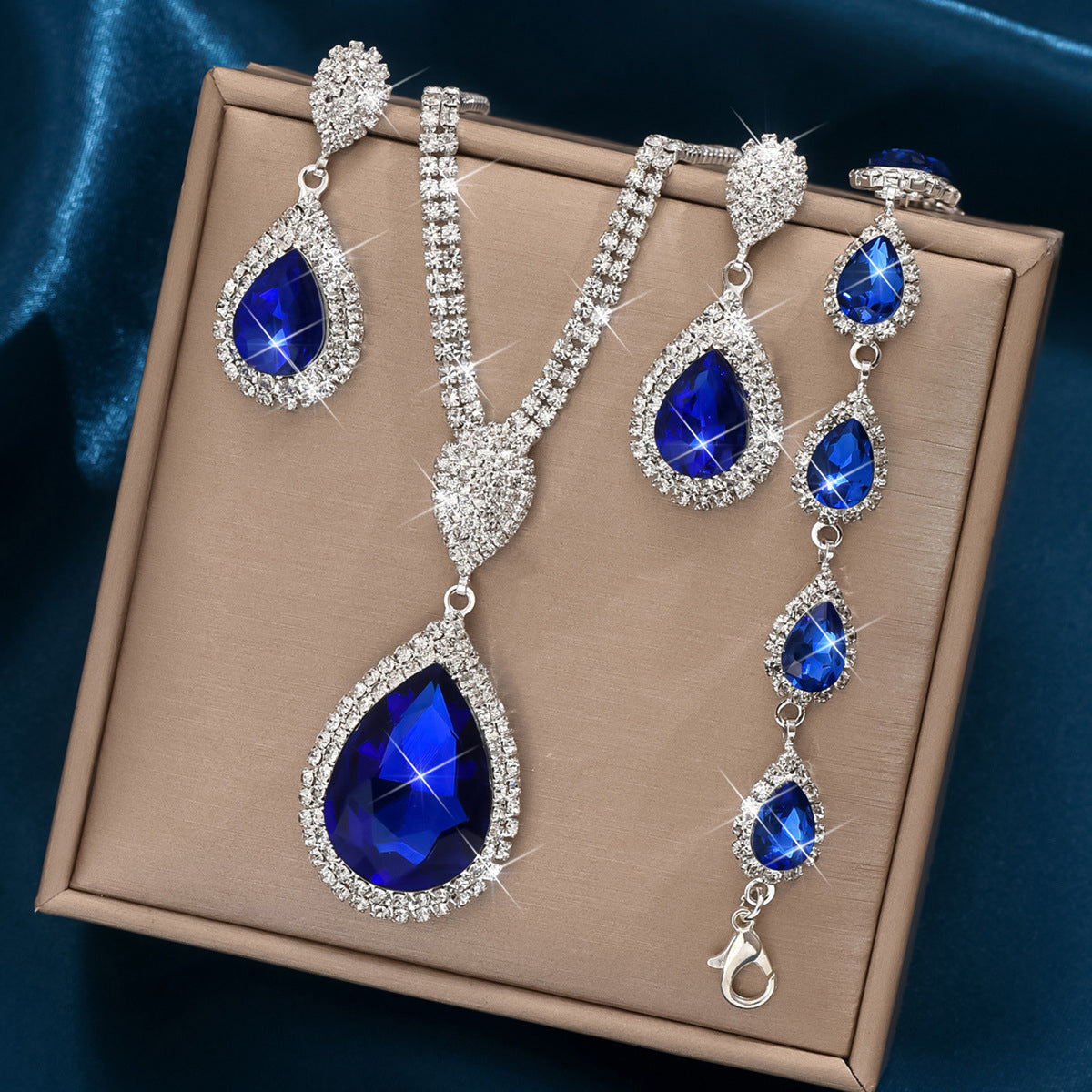 Pendente de Gota de Água Azul Safira Vermelha Estilo de Luxo Acessível Design Niche Trendy