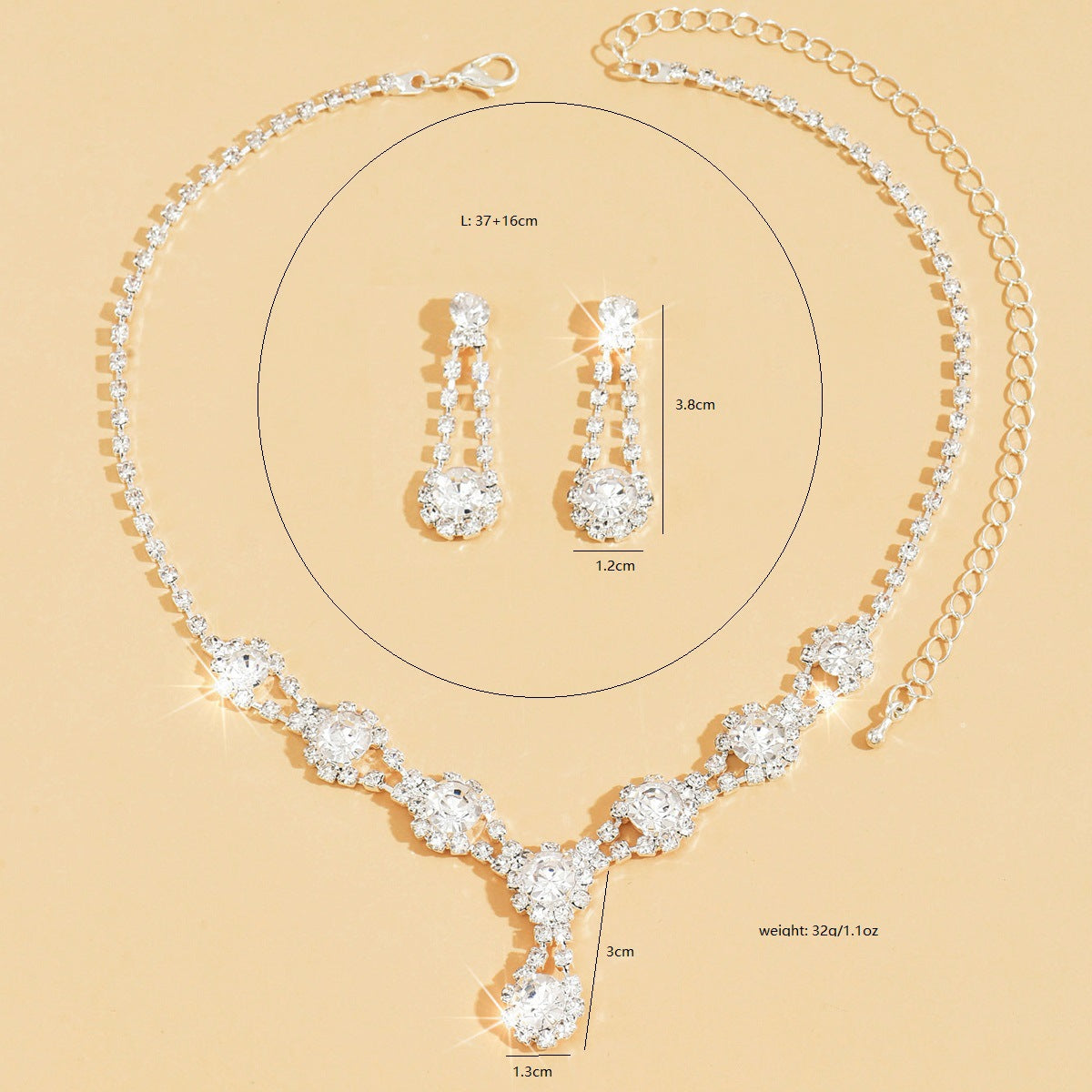Colar e Brincos de Cristal com Strass de Alta Qualidade - Venda Popular