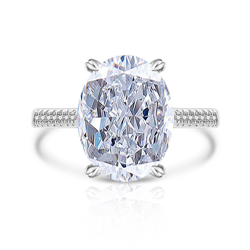 Anel Feminino Versátil Casual Papalacha de Flor de Gelo em Diamante de Carbono Elevado