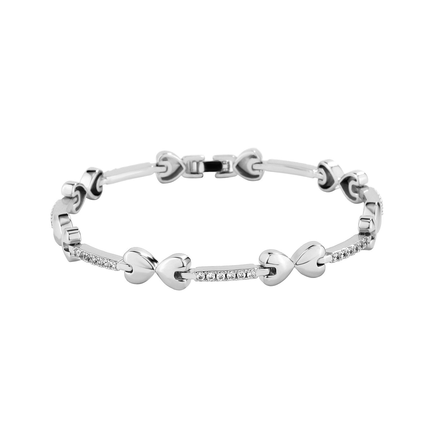 Pulseira de Hip Hop Europeia, Corrente Tipo Ténis, Cobre Incrustado com Zircónio, Fecho de Caixa