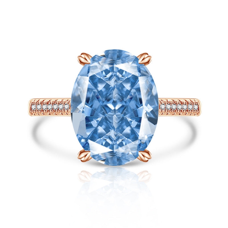 Anel Feminino Versátil Casual Papalacha de Flor de Gelo em Diamante de Carbono Elevado