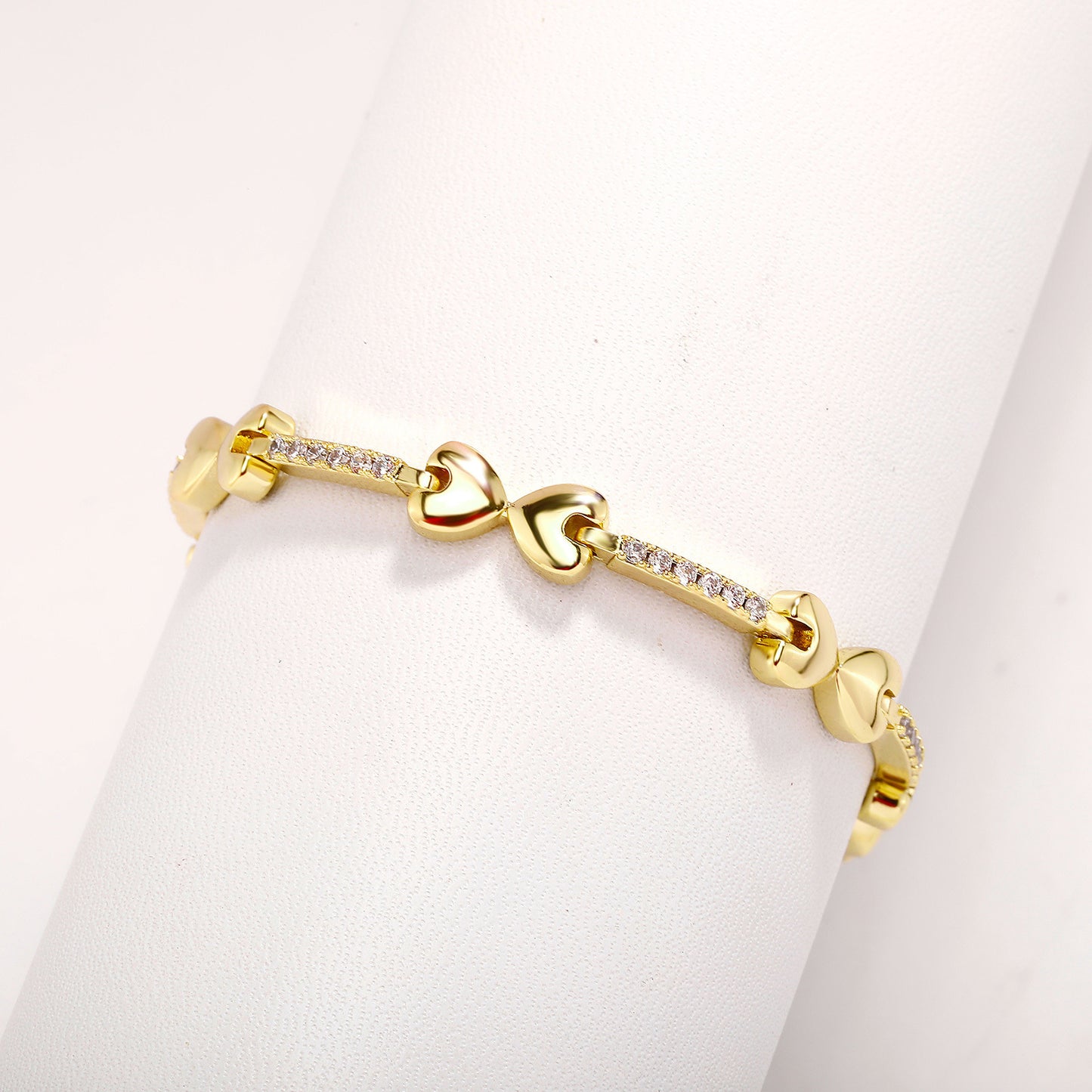 Pulseira de Hip Hop Europeia, Corrente Tipo Ténis, Cobre Incrustado com Zircónio, Fecho de Caixa