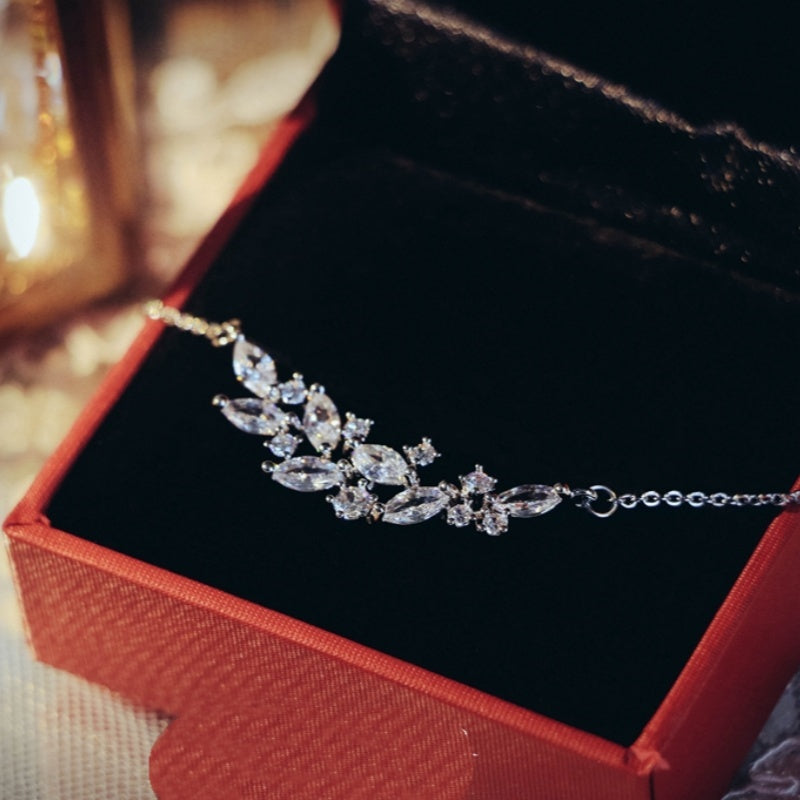 Conjunto de Colar e Brincos de Noiva Super Fada com Zircónio Exquisito Francês