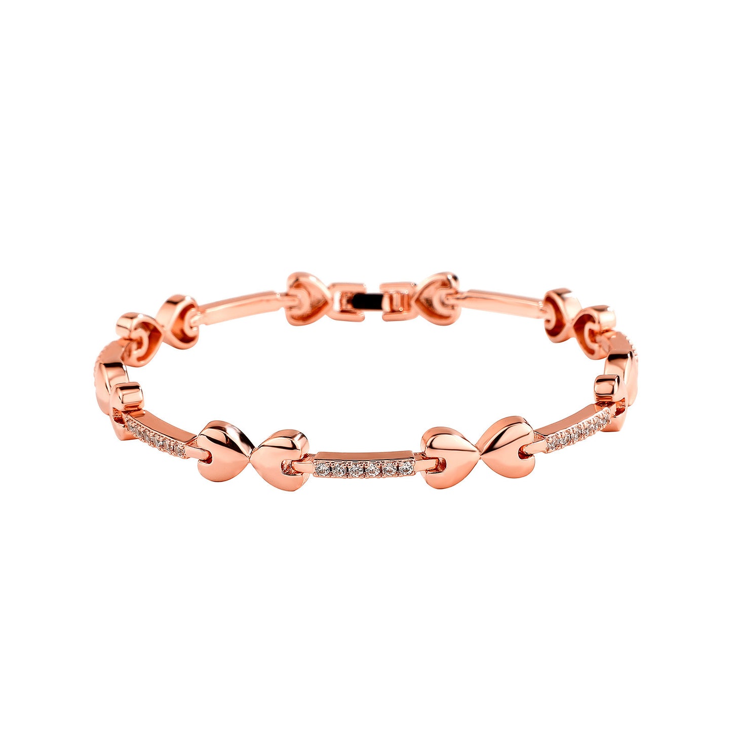 Pulseira de Hip Hop Europeia, Corrente Tipo Ténis, Cobre Incrustado com Zircónio, Fecho de Caixa