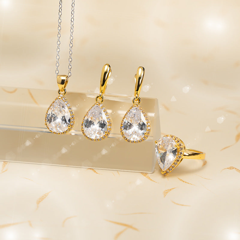 Conjunto de Três Peças de Zircão em Forma de Gota, Ornamento Que Não Desbota