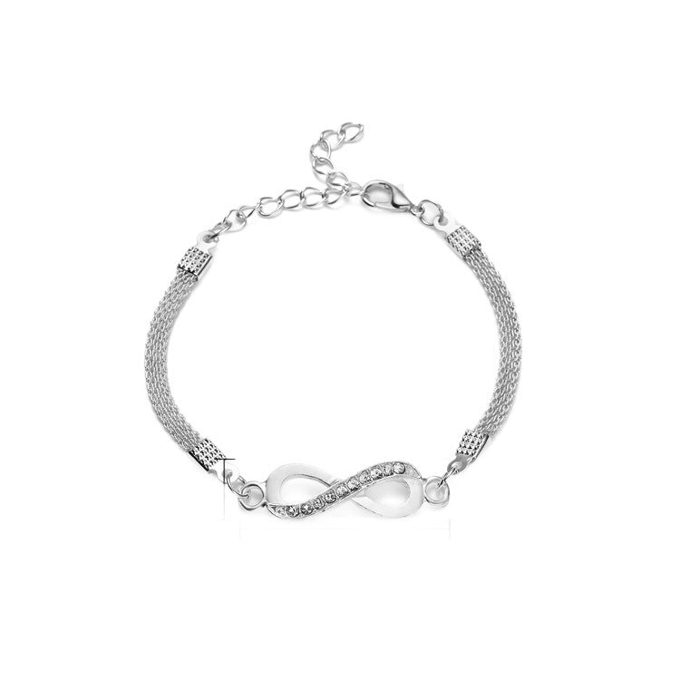 Pulseira Infinita Exquisita de Prata Banhada com 8 Palavras