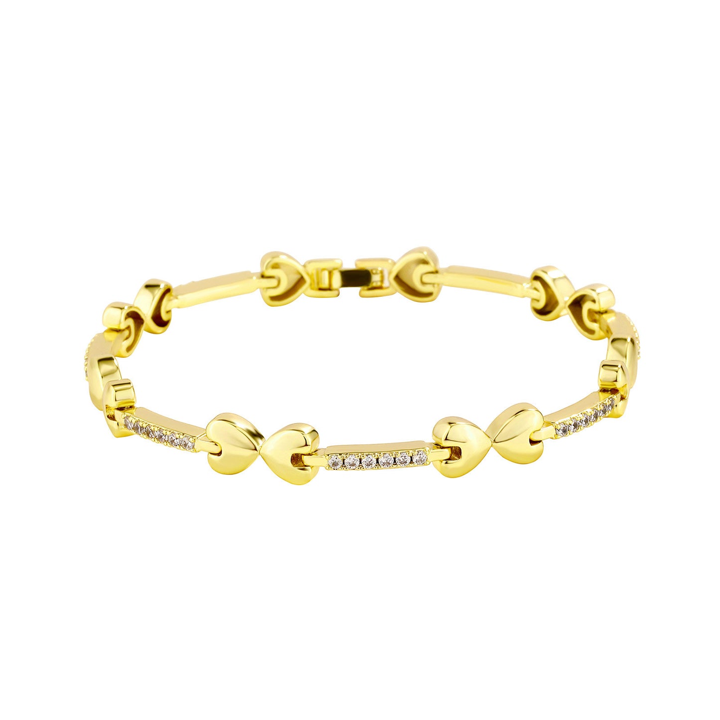 Pulseira de Hip Hop Europeia, Corrente Tipo Ténis, Cobre Incrustado com Zircónio, Fecho de Caixa