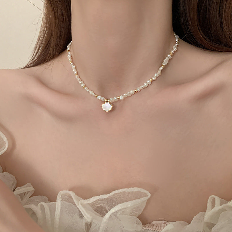 Colar e Pulseira de Pérola de Água Doce Feminina