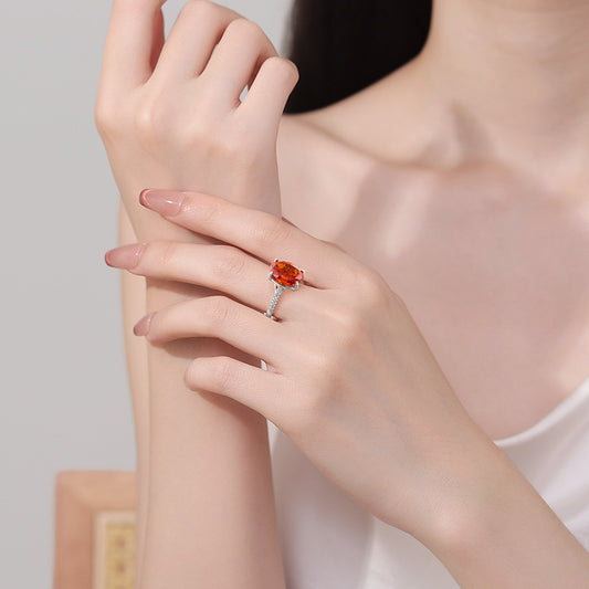 Anel Feminino Versátil Casual Papalacha de Flor de Gelo em Diamante de Carbono Elevado
