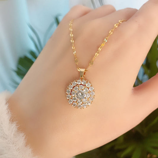 Colar de Diamante Curto com Pendente para Clavícula Estilo Celebridade