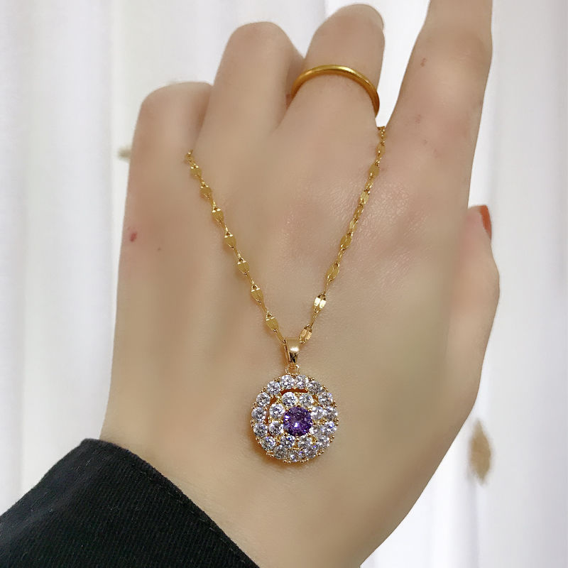 Colar de Diamante Curto com Pendente para Clavícula Estilo Celebridade
