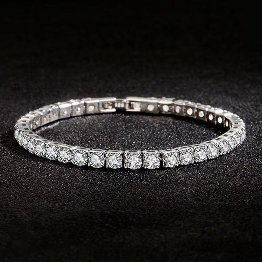 Pulseira de Zircónio Incrustada com Diamante em Prata Esterlina S925