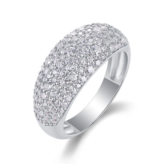 Anel em Prata Esterlina S925 e Diamante em Platina