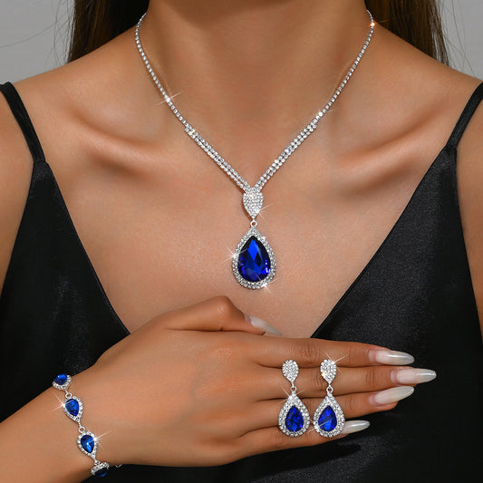 Pendente de Gota de Água Azul Safira Vermelha Estilo de Luxo Acessível Design Niche Trendy