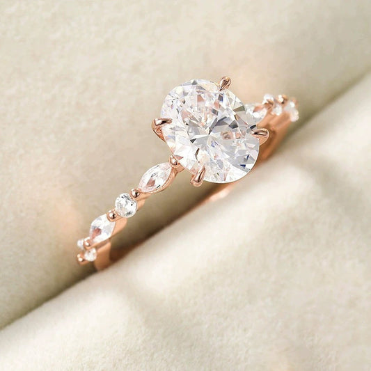 Anel de Zircão Luxo Acessível Moda Feminina
