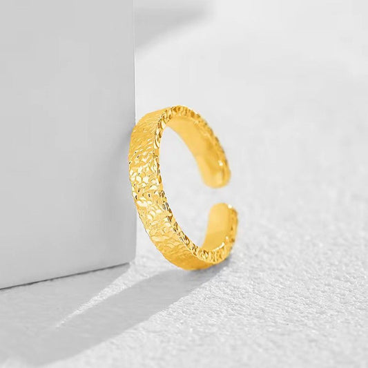 Anel Aberto de Ouro Placer do Vietname Feminino Luxo Leve Temperamento Alta Sensação de Moda Anel para Dedo Indicador