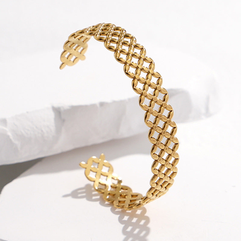Pulseira Ajustável de Aço Inoxidável de Alta Qualidade Exagerada e Não Desvanecível para Mulheres