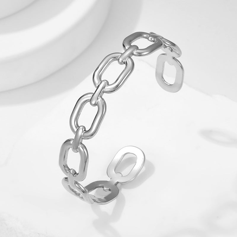 Pulseira Ajustável de Aço Inoxidável de Alta Qualidade Exagerada e Não Desvanecível para Mulheres