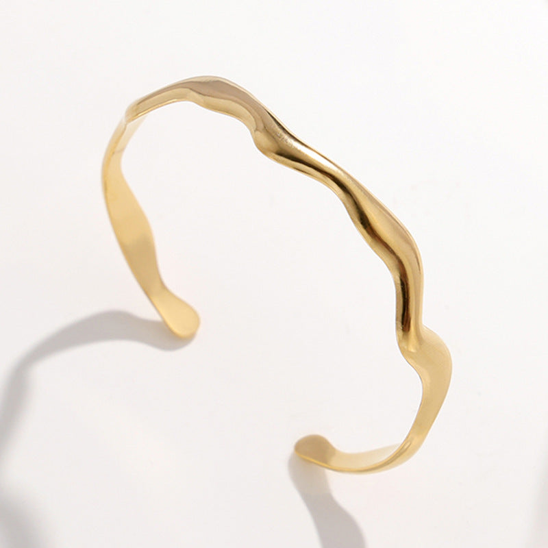 Pulseira Ajustável de Aço Inoxidável de Alta Qualidade Exagerada e Não Desvanecível para Mulheres