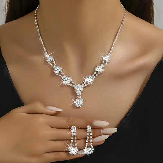 Colar e Brincos de Cristal com Strass de Alta Qualidade - Venda Popular