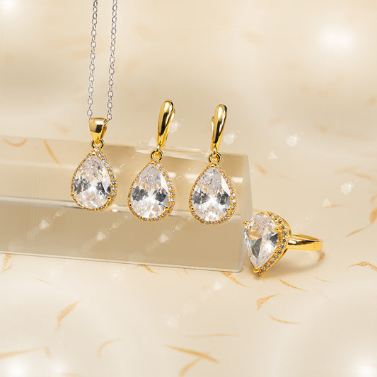 Conjunto de Três Peças de Zircão em Forma de Gota, Ornamento Que Não Desbota